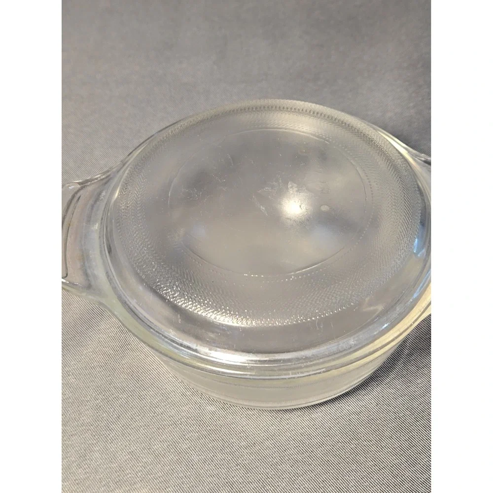 Vintage Anchor Hocking Clear Glass Round Casserole Dish Small Covered Bowl & Lid